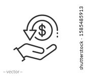 cashback icon, return money, cash back rebate, thin line web symbol on white background - editable stroke vector illustration eps10