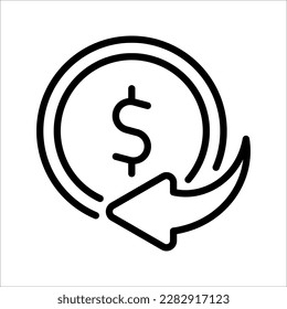 cashback icon, return money, cash back rebate, thin line web symbol, vector illustration on white background