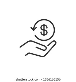 Cashback icon. Return money symbol concept isolated on white background. Vector illustration