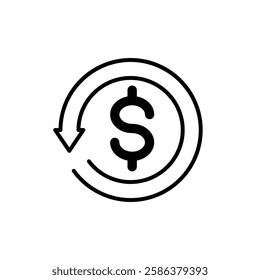 Cashback icon. Return, Save, Change, Refund money symbol isolated on white background. Vector illustration.