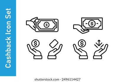 Cashback Icon set with an editable outline. 