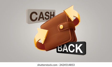 Cashback icon with wallet. Cashback or money back label. Vector illustration