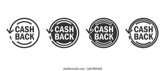 Cashback icons in four different versions in a flat design