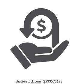 Cashback icons set. Money refund symbol. The hand that receives the money return and return on investment - stock vector.