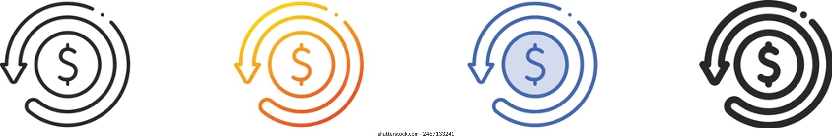 cashback icon.Thin Linear, Gradient, Blue Stroke and bold Style Design Isolated On White Background