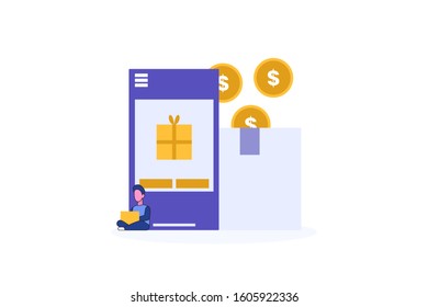 Cashback illustration concept for web landing page template, banner, flyer and presentation