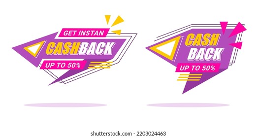 etiqueta de cashback con plantilla de flecha perfecta para su producto de diseño