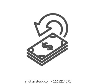 Cashback line icon. Dollar payment sign. Finance symbol. Quality design element. Classic style cashback. Editable stroke. Vector