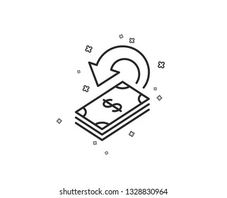 Cashback line icon. Dollar payment sign. Finance symbol. Geometric shapes. Random cross elements. Linear Cashback icon design. Vector