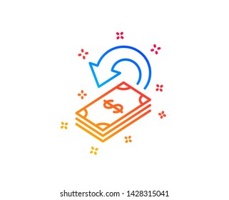 Cashback line icon. Dollar payment sign. Finance symbol. Gradient design elements. Linear cashback icon. Random shapes. Vector