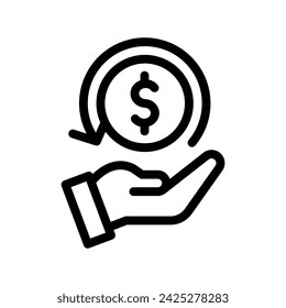 cashback line icon illustration vector graphic. Simple element illustration vector graphic, suitable for app, websites, and presentations isolated on white background