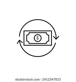 Cashback line icon. Money transfer vector outline sign.