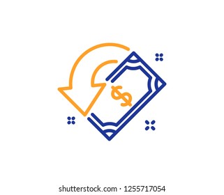 Cashback Line Icon. Send Or Receive Money Sign. Colorful Outline Concept. Blue And Orange Thin Line Color Icon. Cashback Vector