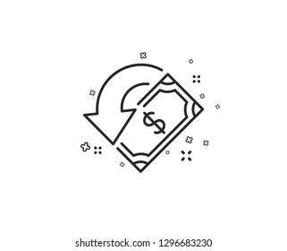 Cashback line icon. Send or receive money sign. Geometric shapes. Random cross elements. Linear Cashback icon design. Vector