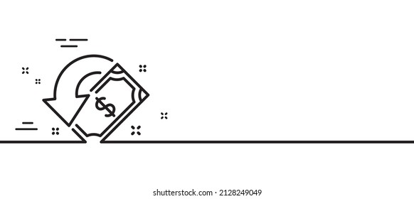 Cashback line icon. Send or receive money sign. Minimal line illustration background. Cashback line icon pattern banner. White web template concept. Vector