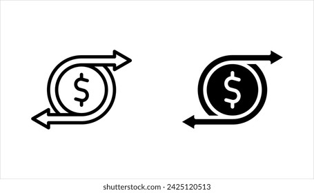 Cashback line icon set, return money, Send or receive money sign. vector illustration on white background