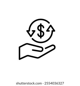 Cashback line icon set, return money symbol, cash back rebate icons, money logo, dollar, currency, coins, hand, credit card, finance thin line collection symbol vector on isolated white background.