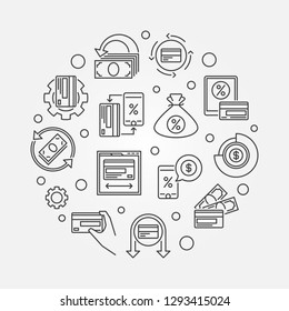 Cash-back linear round minimal illustration - vector cashback reward program concept sign