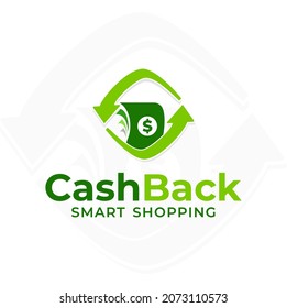 Cashback logo vector design. Money logo template. Business and finance icon. Money with arrows. Currency. Financial support.