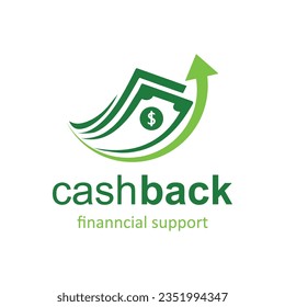 Cashback logo vector design. Money logo template. Business and finance icon. Money with arrow up. Currency. Financial support.