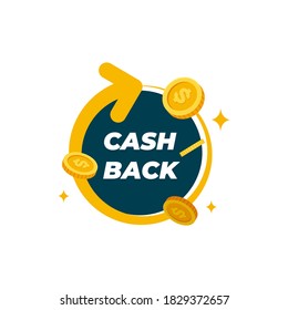 Cashback Loyalty Program Concept. Credit Or Debit Card With Returned Coins To Bank Account. Refund Money Service Design. Bonus Cash Back Symbol Vector Illustration