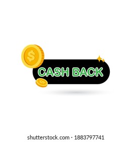 Cashback loyalty program concept. Credit or debit card with returned coins to bank account. Refund money service design. Bonus cash back symbol vector illustration