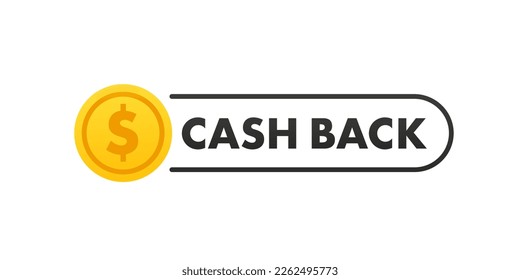 Concepto del programa de fidelización de Cashback. Tarjeta de crédito o débito con monedas devueltas, Diseño del servicio de reembolso. Símbolo de devolución de bono. Ilustración del vector