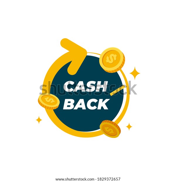 Cashback loyalty program\
concept. Credit or debit card with returned coins to bank account.\
Refund money service design. Bonus cash back symbol vector\
illustration