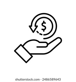 Cashback money back return dollar coin holding hand icon