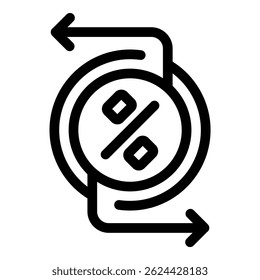 Cashback money transfer system with percentage symbol showing return of funds concept