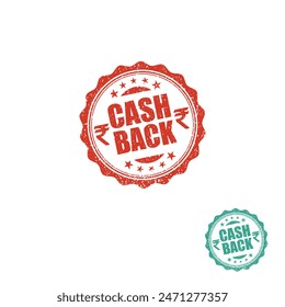 Cashback-Angebot Grunge Stamp Logo Unit Vektorgrafik Design. Einzelhandel, Verkauf, Elektronik, Gadgets, Mobile Store 