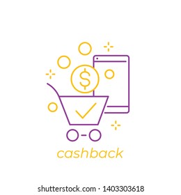 cashback offer vector linear icon