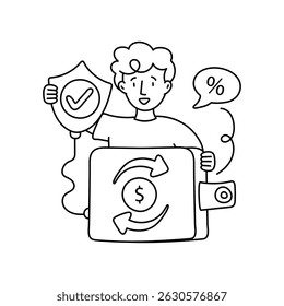 Cashback Ofrecer ilustraciones de esquema de Vector. Archivo EPS 10