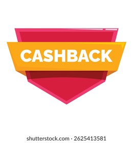 Cashback offer with yellow banner and pink pentagon promoting money refund