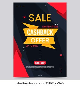 Cashback Poster Template with Black and Red