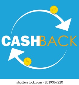 Cashback promotion for e commerce site and dollar golden coin illustration concept for banner flyer poster