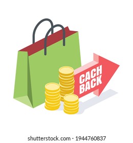 Compras en efectivo. Símbolo vector 3d, isométrico, iconos de la web de color, nuevo estilo plano. Idea de diseño creativo, concepto para infografías.