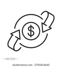 Cashback, etiqueta de reembolso, ícono de línea de Vector
