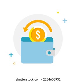 cashback, refund to wallet, saving money concept illustration flat design vector eps10. modern graphic element for landing page, empty state ui, infographic, icon