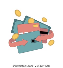 Cashback. Rendite, Geld sparen. Bewegung der Geldmassen