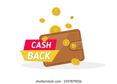 Cashback. Saving money. Money refund. Loyalty program concept. Bonus cash back symbol. Refund money service