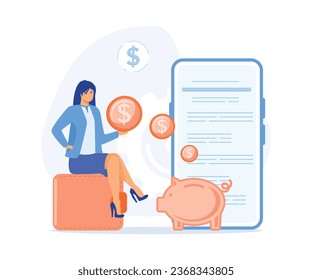 Cashback service Financial savings and money exchange concept, Paying online and receiving bonus money or reward back, flat vector modern illustration