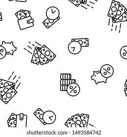 Cashback Service Seamless Pattern Vector Contour Illustration
