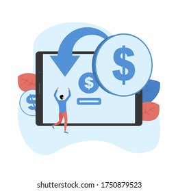 Rückzahlungsdienste. Man erhält die k-Dollar-Münze für den Internetkauf.	
