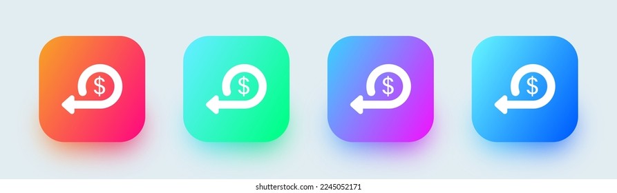 Cashback solid icon in square gradient colors. Money back signs vector illustration.