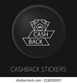 Pegatinas de retroceso icono mínimo de línea vectorial en el botón 3D aislado en el fondo negro. Vector Premium.