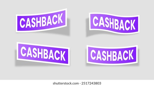 Cashback tag. Sale sticker set. Set of sale tags and labels. Shopping stickers and badges vector mockup.