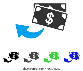 Cashback vector pictograph. Style is a flat graphic symbol in black, gray, blue, green color versions. Designed for web and mobile apps.