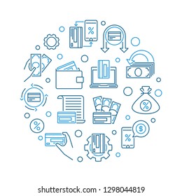 Cashback vector round modern outline illustration - cash back concept symbol