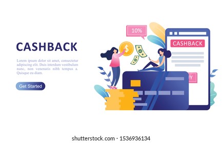 Cashback vector website landing page design template
